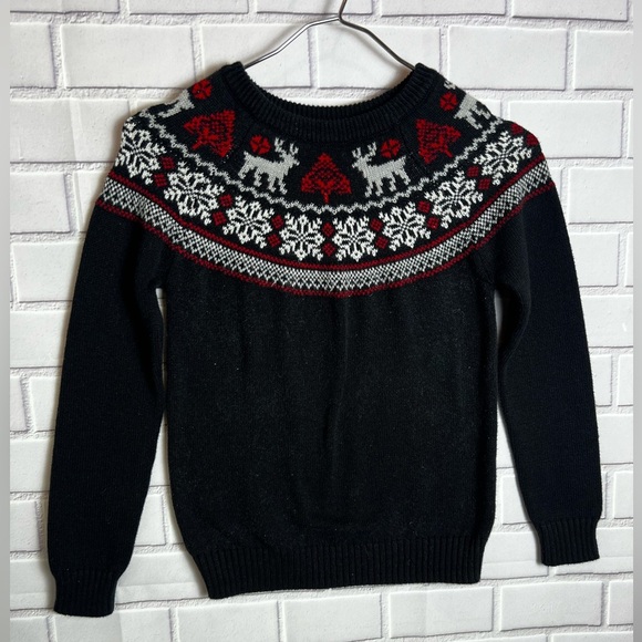 CHARTER CLUB Blue holidays Sweater with Red and White Reindeer Pattern/size S - Picture 1 of 10